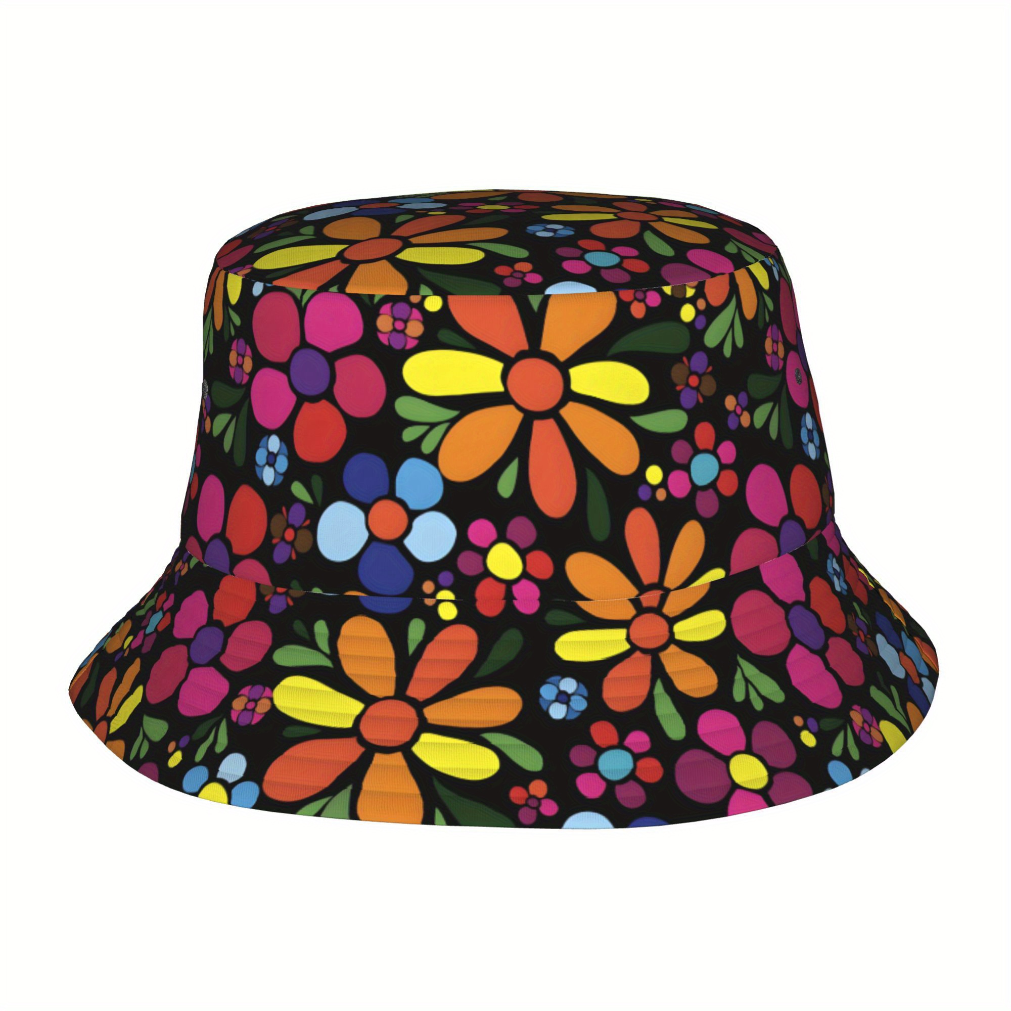 E-shop 1 Stück, Retro Blumen bedruckte Fischerhüte, Herren- Damen-Bucket-Hüte für Outdoor-Partys, Strände Festivals – Leichte Sonnenhüte, Angelhüte,