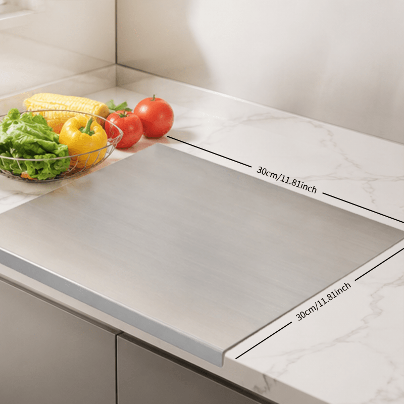 TEMU Tabla de cortar de acero inoxidable 2026 con bordes antideslizantes – para lavavajillas – Ideal para preparación de cocina, procesamiento de
