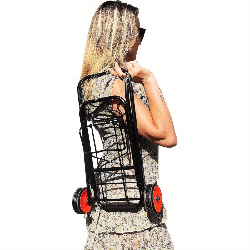 ISOP Heavy-Duty Folding Shopping Cart Dolly with 2 Swivel Wheels - Lightweight Portable Utility Trolley, Foldable Design, Sturdy Construction for Grocery, Warehouse, Office, Home - Space-Saving Heavy Loads, Warehouse Equipment, Compact Storage, Durable Plastic, Office Workers