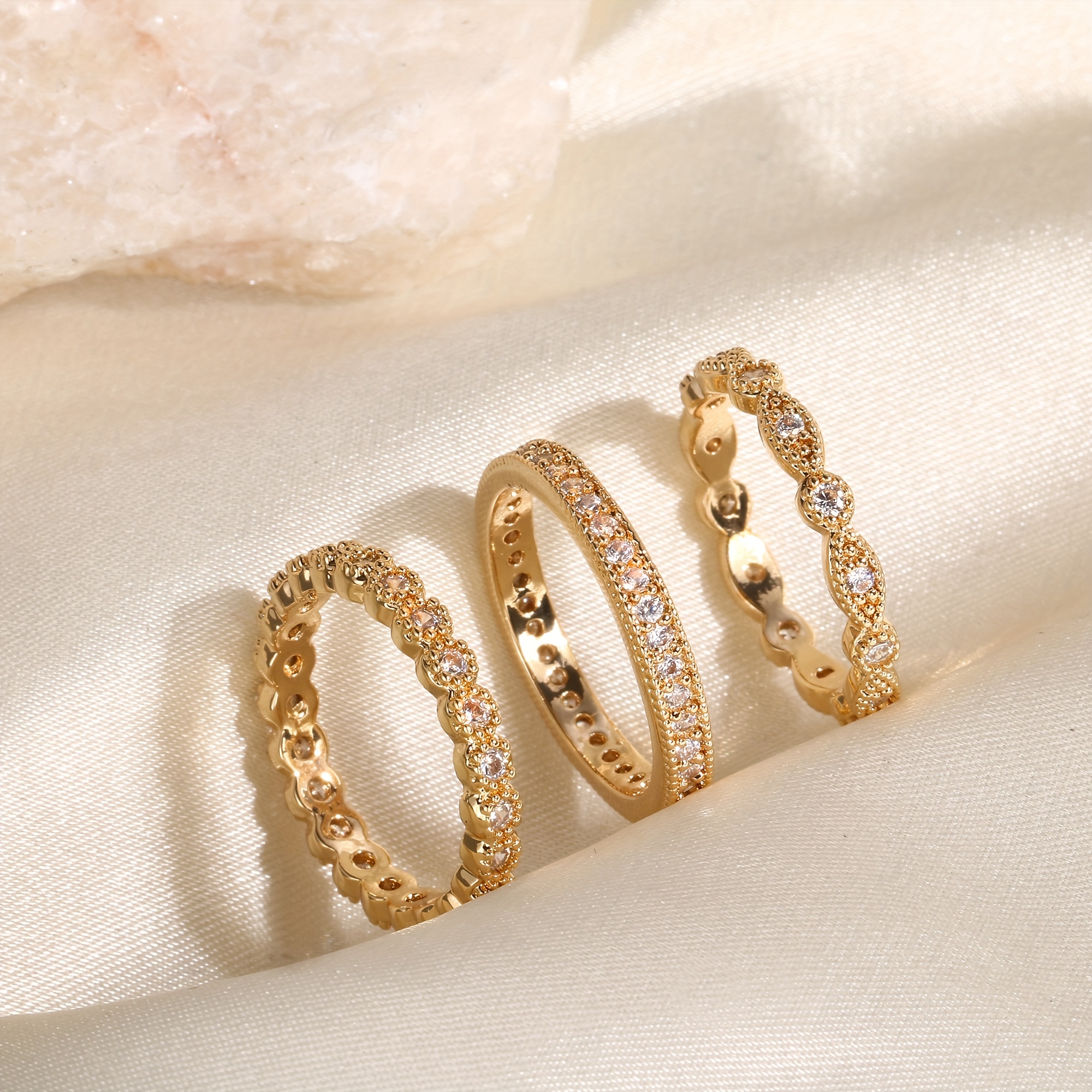 3/4pcs Women's Fashion New Stackable Rings Set Wedding Banquet Birthday Gift