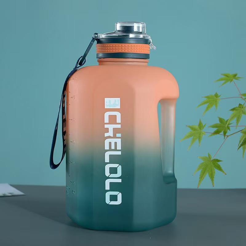 Large Capacity Water Bottle | Leakproof Sports Kettle for Gym & Outdoor | Insulated Summer Fitness Jug with Straw | Trendy Big Belly Cup for Men Women | Heat-Resistant Portable Hydration Bottle with Time Marker