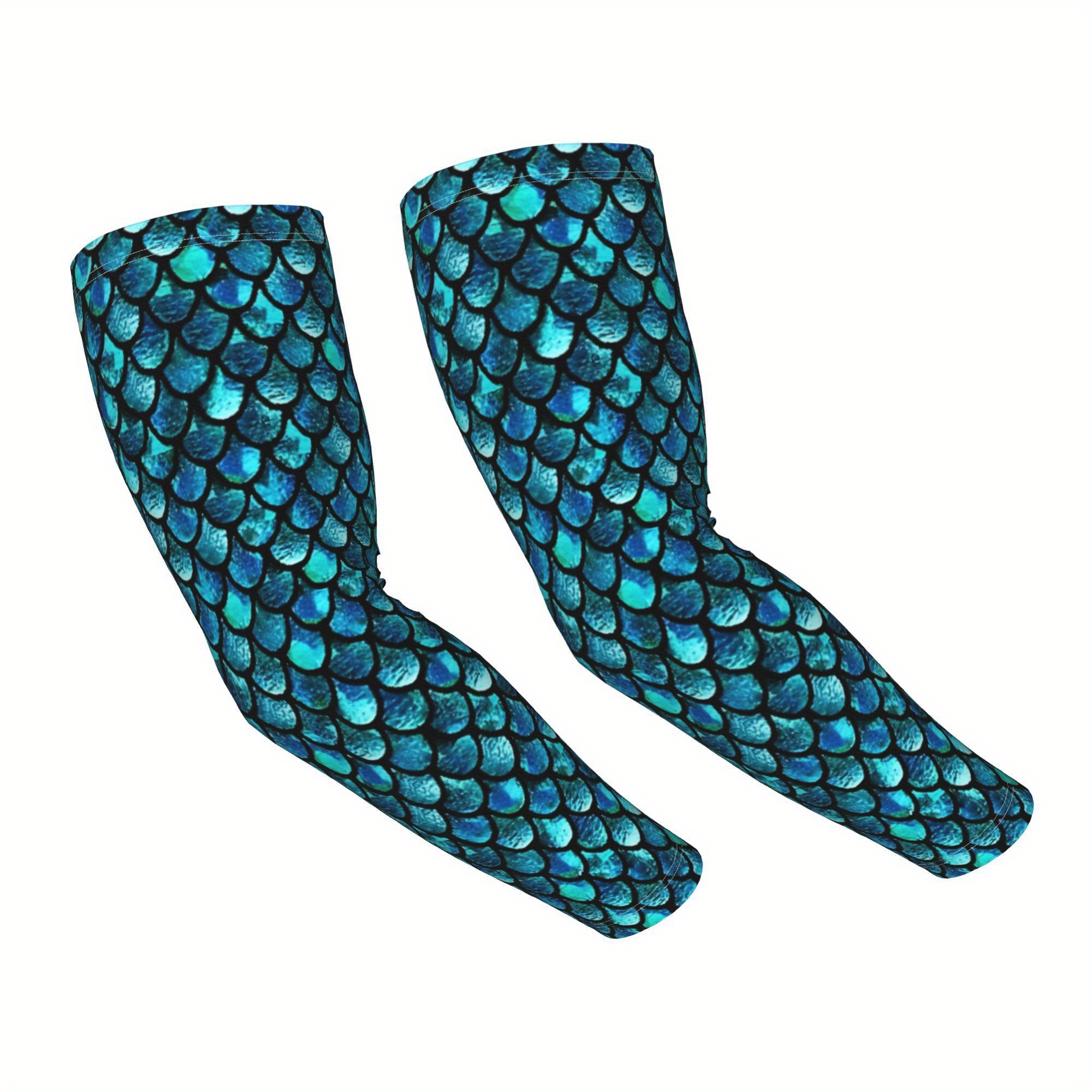 TEMU Mermaid Teal Blue Printed Sleeve Keep Arms Cool Breathable Lightweight Outdoor Everyday Use Gift Idea