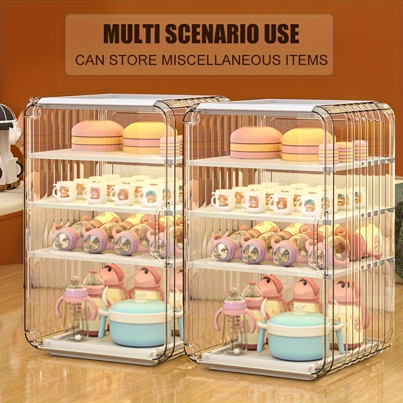 Multi-Layer Transparent Storage Rack with Dust-Proof & High Quality Design - Durable PP Plastic Organizer for Kitchen, Bathroom, Office - Clear Multi-Compartment Shelves for Utensils, Bottles, Snacks, Home Organization, Sturdy Construction, Home Organizers