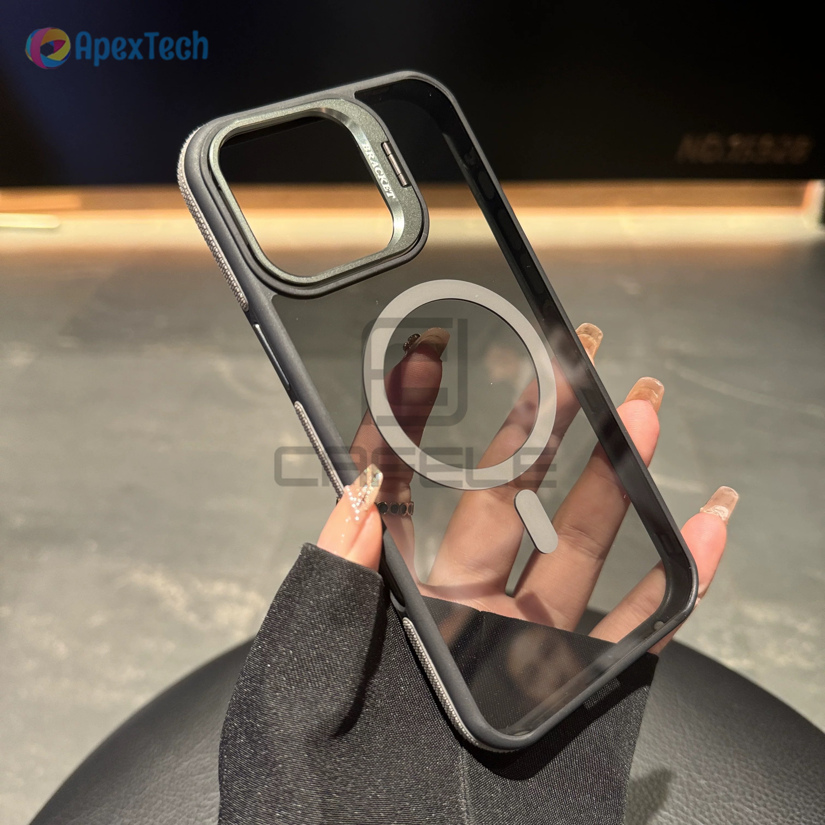 Image of Phone Case - 17, 16, 15, 14, 13, 12, 11 Case With Magnetic Kickstand | Hidden Lens Cover And Frosted End