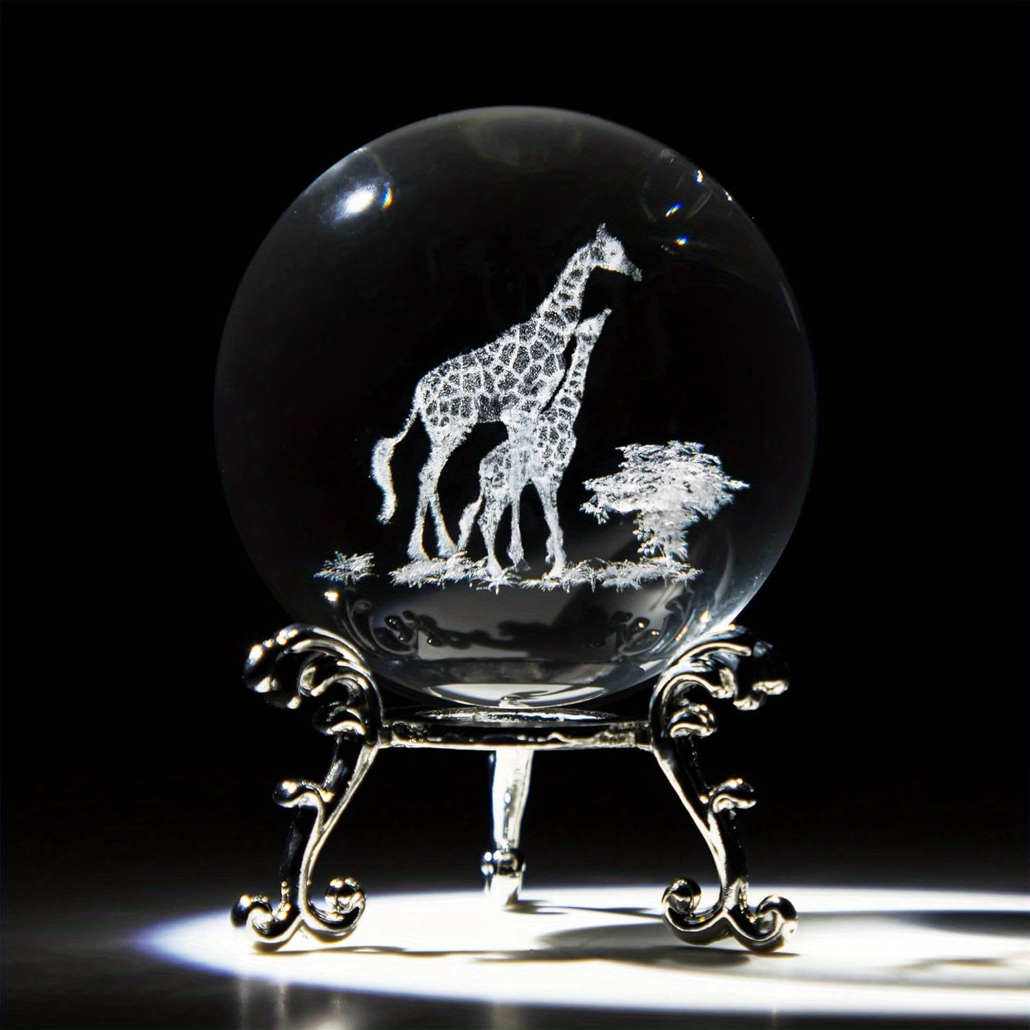 TEMU gravée au laser 3D, en cristal artificiel, avec un sélectionneur de lettres. Cette figurine en verre est un , complète avec une boule complète