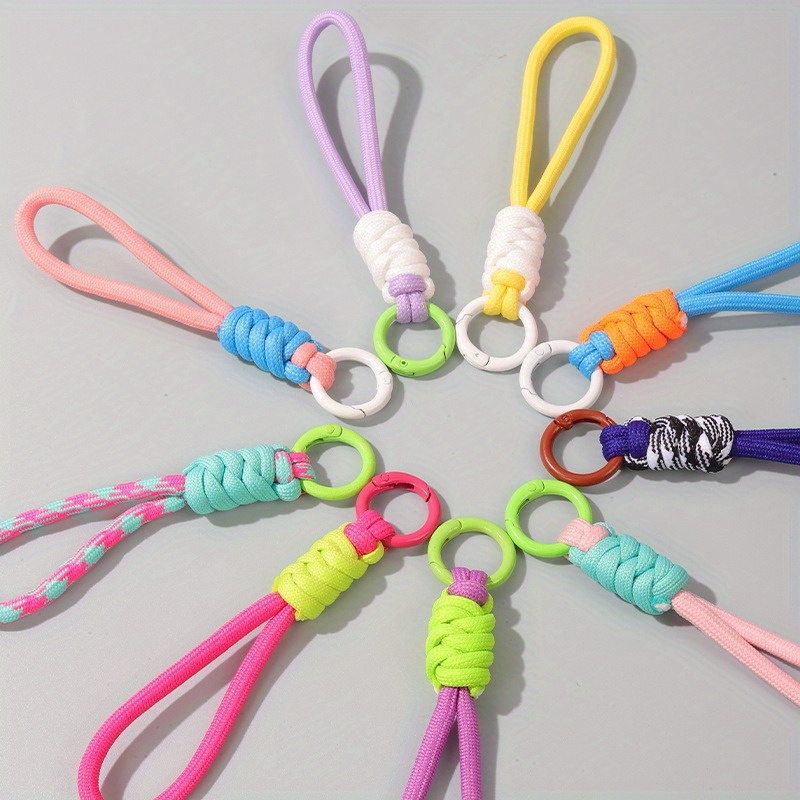 

Kit de lanières téléphoniques tressées multicolores, cordon noué court créatif, porte-clés de coque de téléphone, de prévention de amovible, matériau polyester, accessoires électroniques