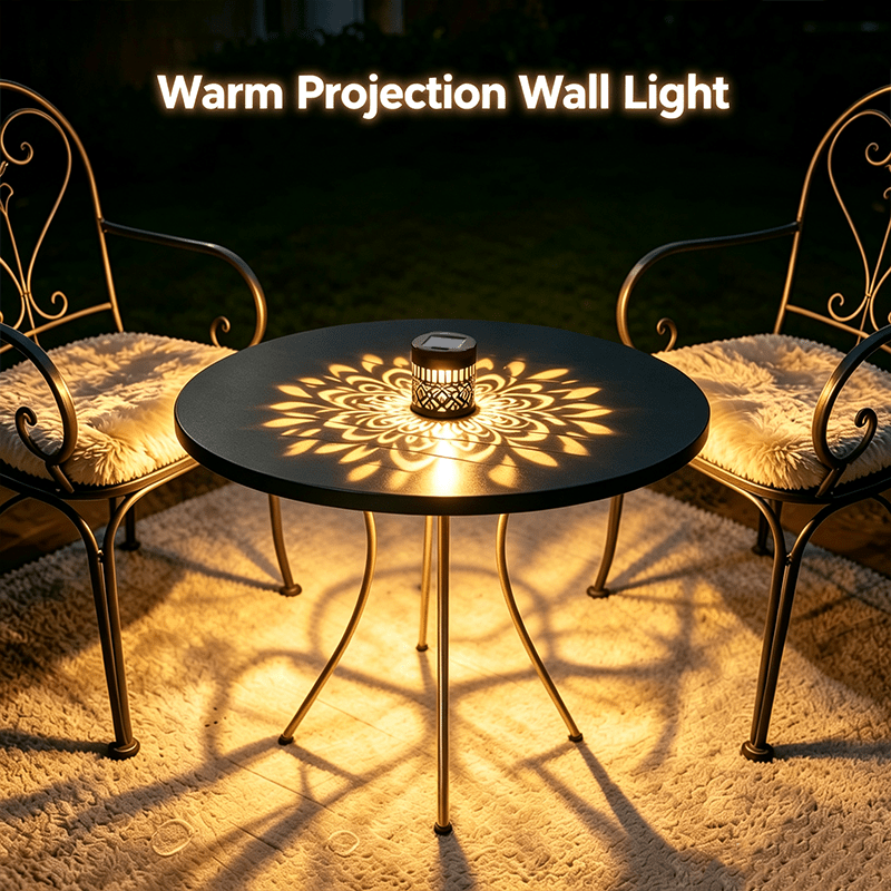 TEMU 4pcs (solar Lights X 2 And Lamp Shades X 2) Warm Light Mandala Projection Solar Lights, Decorative Led Shadow Pattern Lights, Vintage Hollow