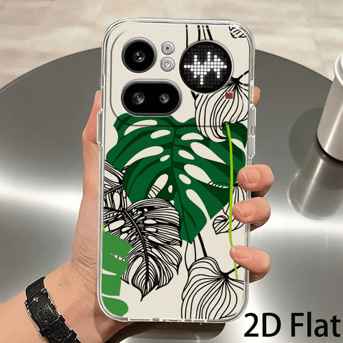 phone case 2d flat monstera leaf pattern protective case for nothing cmf phone 1 2 pro phone 1 2 2a 2a plus 3a 3 3 3a lite 4a 4 cartoon cute easy fashionable individual creative transparent tpu suitable for easter