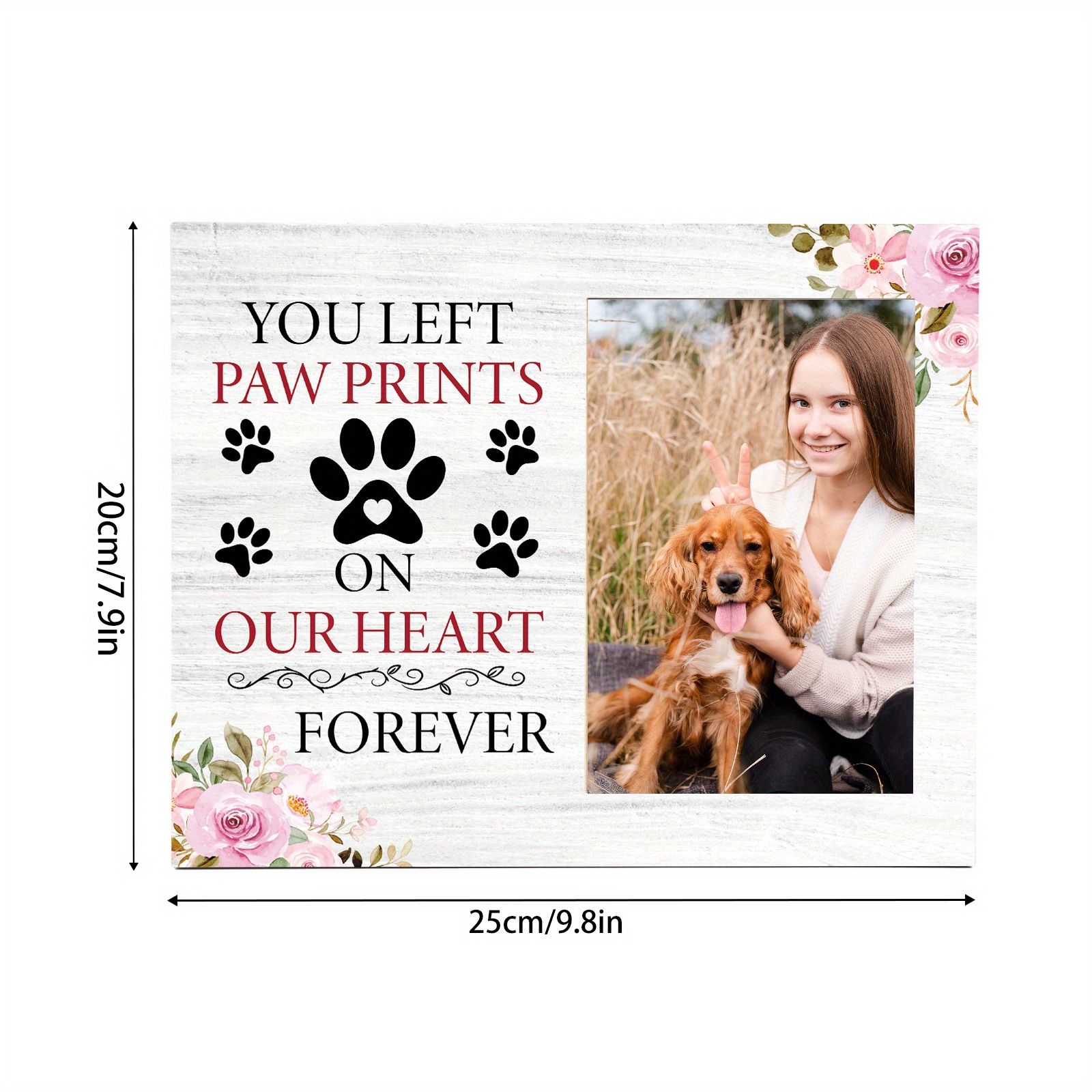 10.16x15.24 cm Wooden Pet Memorial Photo Frame with "You Left Paw Prints on Our Hearts" Inscription - Horizontal Tabletop Picture Frame Suitable for Home Decor, Sympathy Gift for Cat & Dog Loss, Nostalgic for Pet Owners - Image 6