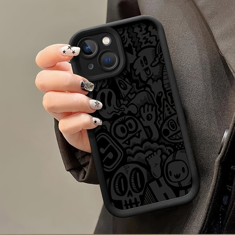 Funda para Teléfono - Funda para Teléfono - Una Nueva Funda Elegante de Bambú con Diseño Negro, Compatible con iPhone 16, 15, 14, 13, 12, 11, XS, XR, X, 8, 7 Plus, Pro Max y la Serie SE. Perfecta para Regalos de Halloween, Regalos de Pascua, Cumpleaños, para una Novia
