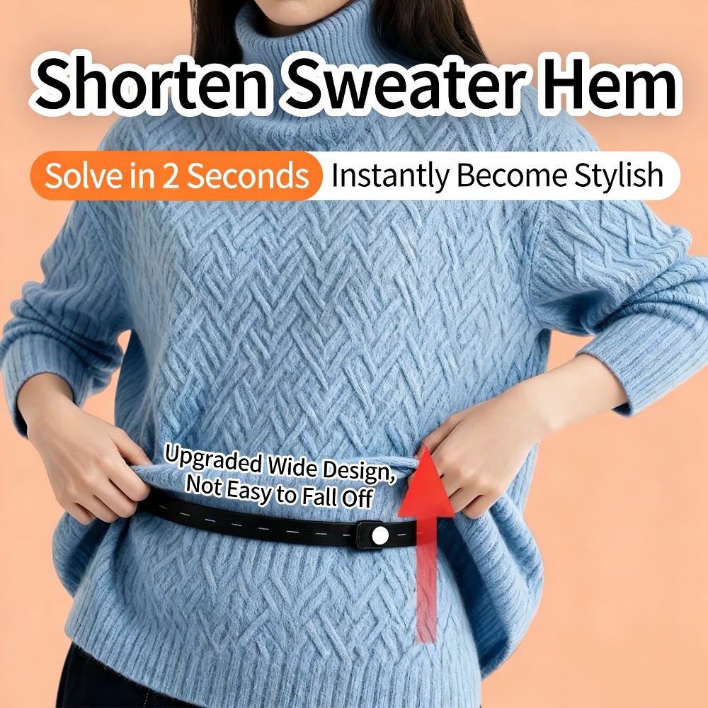 4pcs 1 strap 3 buttons adjustable hem and waist tightening tool set suitable for t shirts knitwear dresses sweatshirts no sew hem shortener with snaps invisible waistband tightener suitable for pants shirts blouses