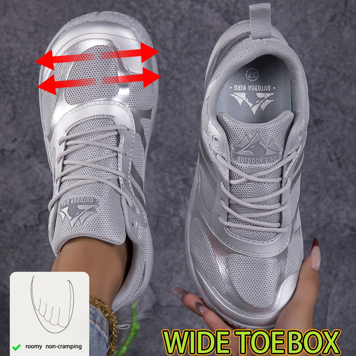 Image of Wide Toe Macaron Mesh Chunky Sneakers For Women, Breathable Casual Footwear, Lightweight Daily Walking Shoes, Pastel Shades, Thin Ventilated Mesh, Stable Lace-, Padded Sole, Ideal For City