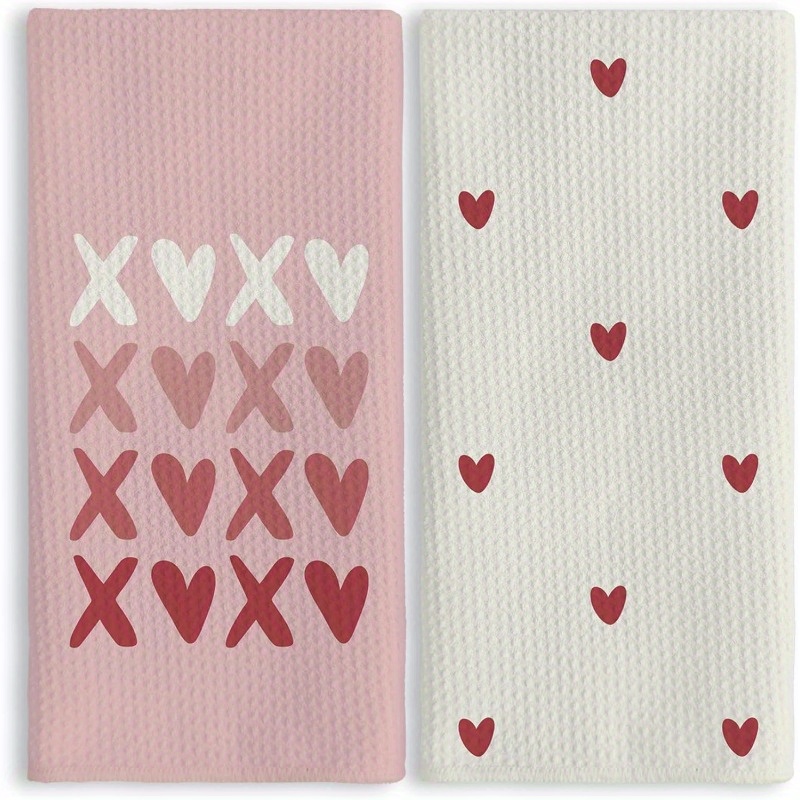 TEMU Of Kitchen Towels Measuring 18 By 26 Inches, Perfect For Valentine's Day Decor, Anniversaries, Or Weddings, Suitable For Kitchen And Bathroom Use