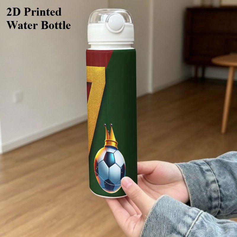 TEMU 1pc 750ml/25oz, 2d Printed Water Bottle With Strap 25oz Reusable Plastic Tumbler With Leakproof Lid Against The Portuguese Flag Background, A