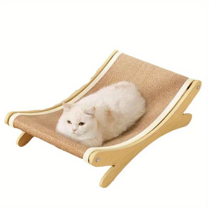 Recycled Wood Cat Lounge Chair With Integrated Scratcher & Plush Hemp Rope Bed - Durable, Scratch-resistant Pet Furniture For , Arched Scratcher Design, Sturdy Construction, Indoor Cats