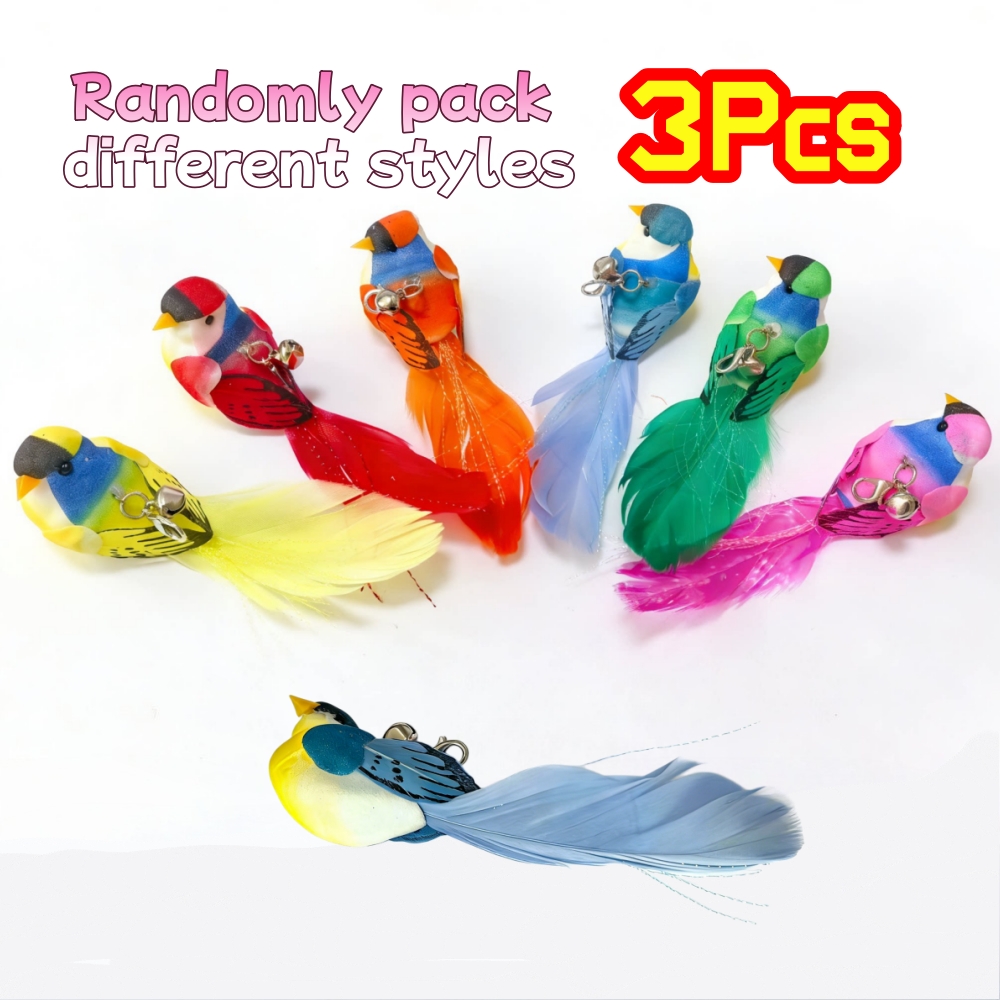 TEMU 3pcs/6pcs Bird-shaped Cat Toys - For Interactive Hunting/outdoor Play, Available In Random Colors And Styles - Stimulates Hunting - Made Of