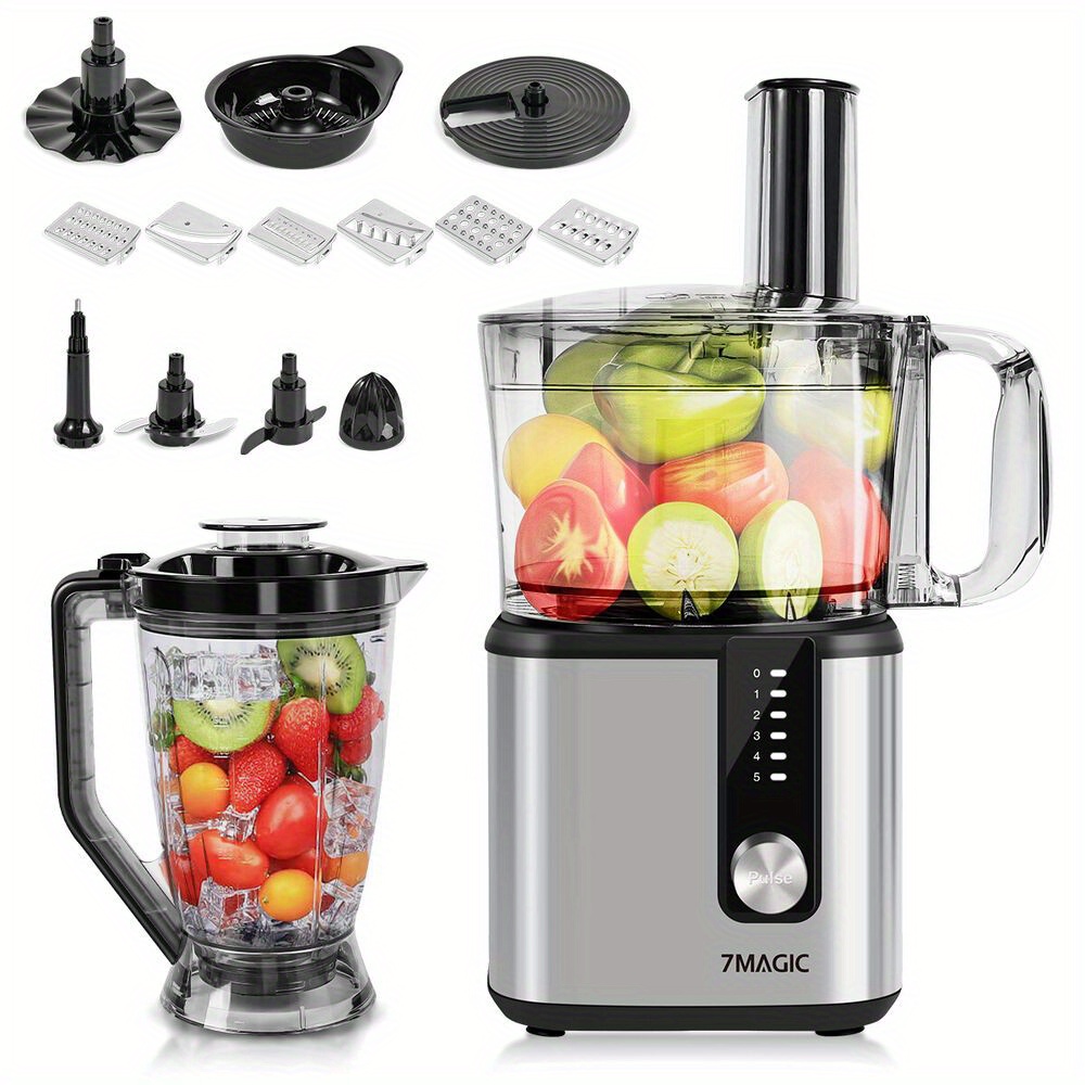 Image of 11-in-1 Food Processor Stainless Steel Stand Mixer 750w Dough Machine 1.8l+1.2l Mixer Mixer, With Chopping, Blending, Kneading, Grinding, Whisking, Juicing