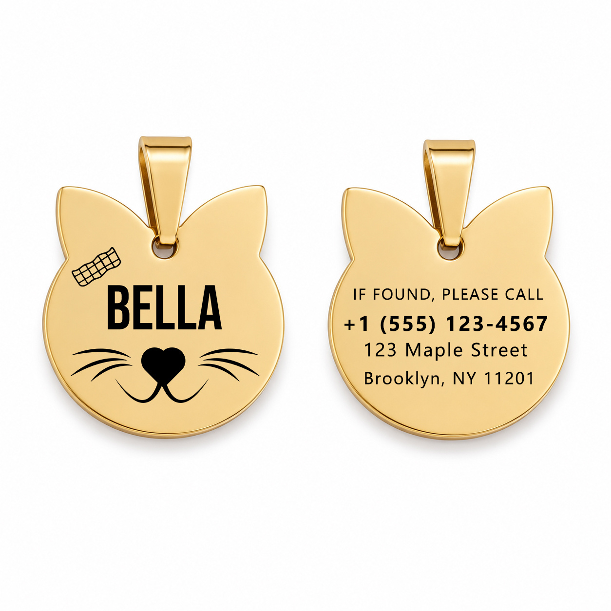TEMU Custom Id Tag, Double-sided Personalized And Phone Address, Cat Ear Whisker Icon, Options, Anti-lost Collar Pendant
