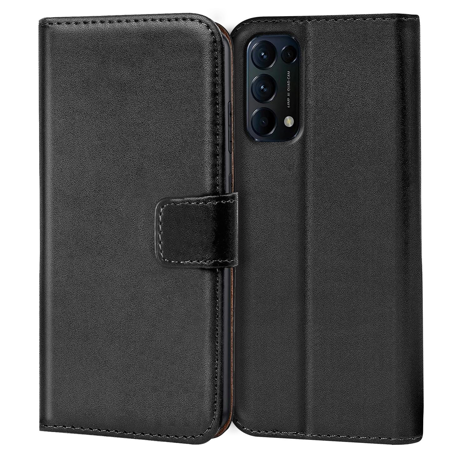TEMU Phone Case: Mobile Phone Case For Oppo Find X3 Lite, Book Wallet Case, Flip Cover Case, Synthetic Leather, Card Slots, Stand Function, Black