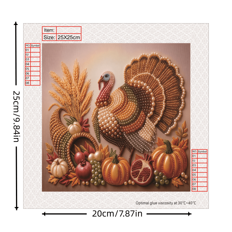 TEMU Thanksgiving Turkey Diamond Painting/diy Kit(frameless) Autumn Pumpkin Table Ornament Holiday Table Decorative Painting Thanksgiving Table