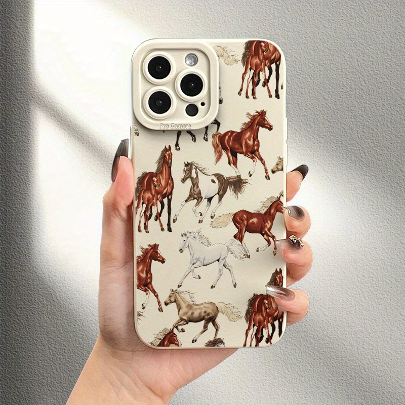 TEMU A Phone Case Featuring A Design Of A Of Horses, Offering 360-degree Protection For Various Models Including 11, 12, 13, 14 Pro Max, 15, 16, Xr,