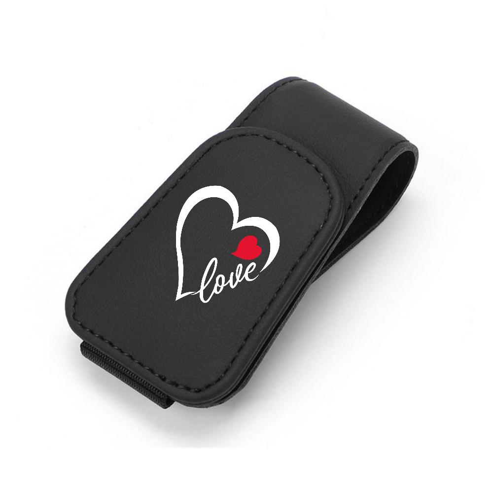 TEMU Soporte magnético para gafas de coche de cuero PU con diseño de pareja de , para colgar gafas de moda, clip magnético para visera parasol,