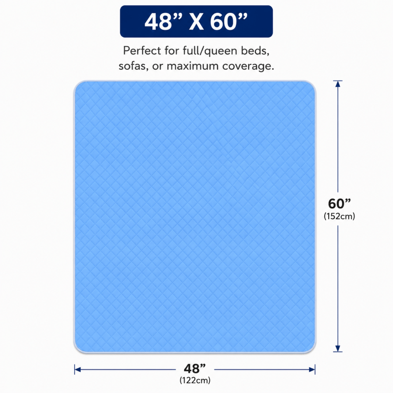 TEMU 1 Pack 48" X 60" Extra Absorbent Reusable Bed Pad- Waterproof Washable For Adults& Pets, Suitable For Beds, Sofas, Recliners And Floors
