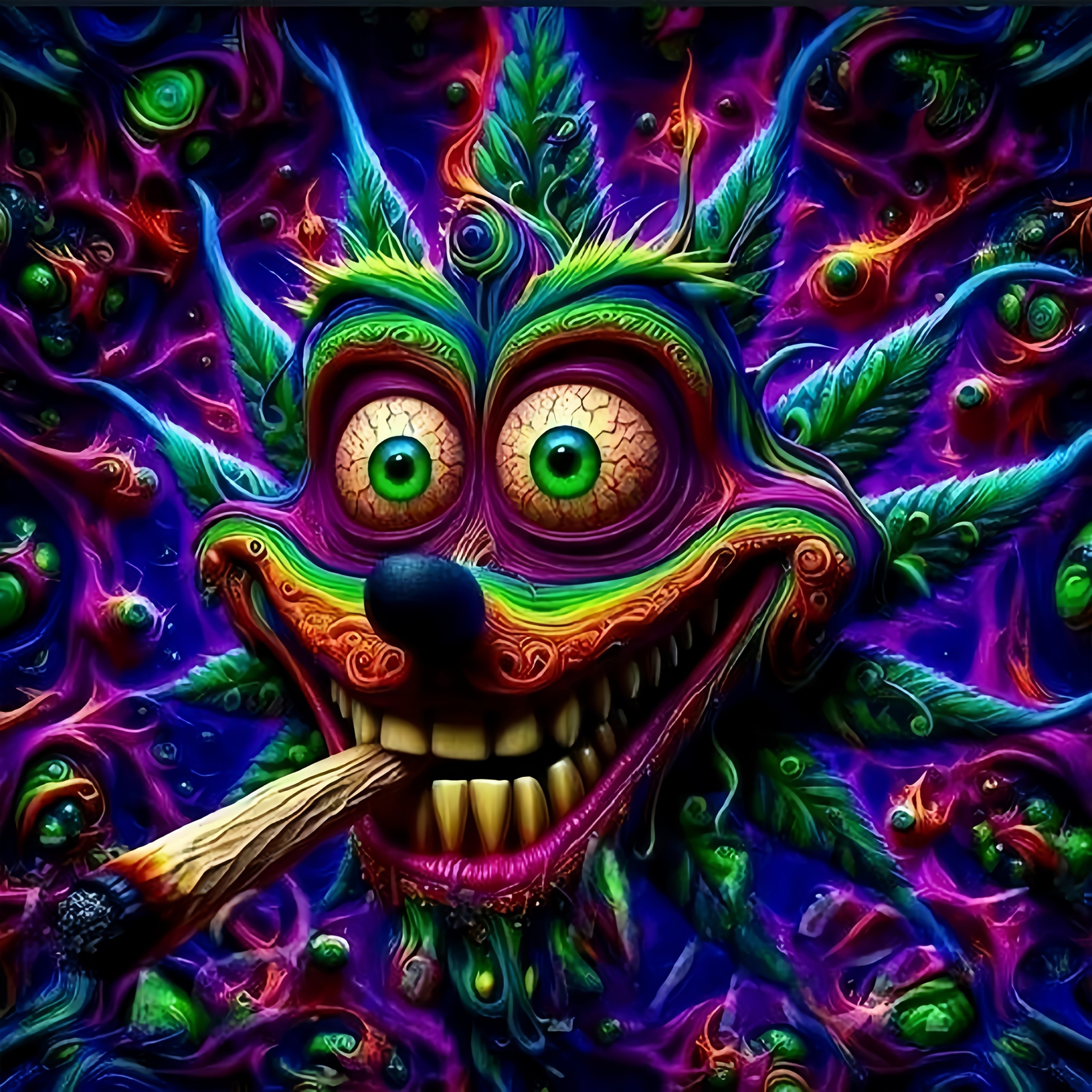 

1pc Psychedelic Monster Smoking Design 5d Diamond Painting Kit - Round Diamond Embroidery, Diy Canvas Wall Art, Vibrant Anime-themed Craft Gift, New Diamond Painting Kits