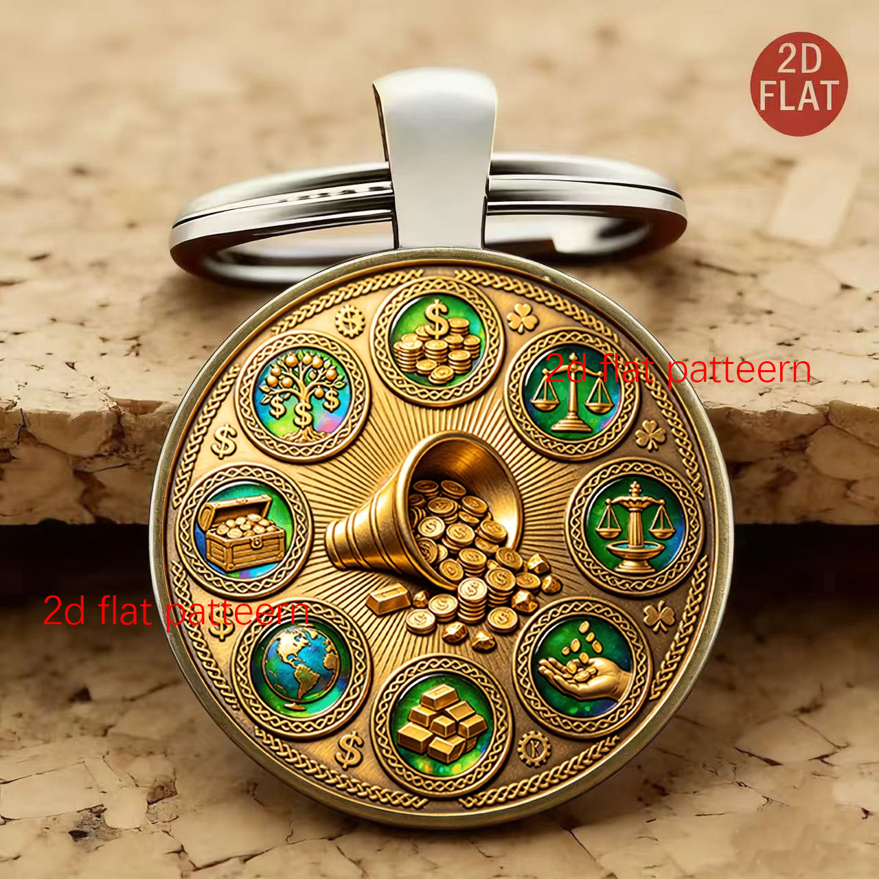 TEMU Portachiavi 2D piatto con motivo a di e , decorazione , vetro , portachiavi in vetro, unisex, per borse, chiavi, regali di anniversario, San,