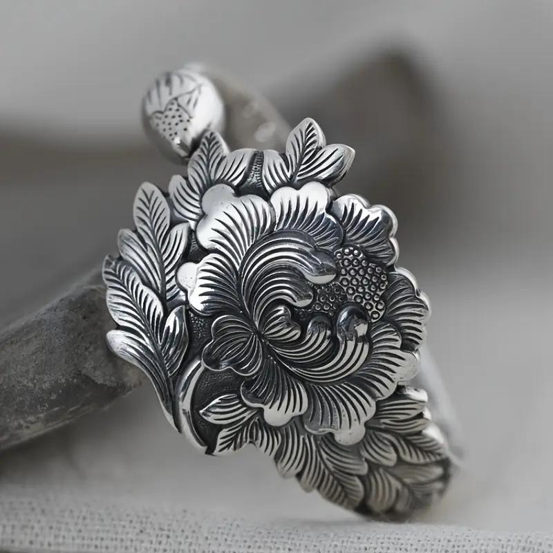 E-shop Handgeschnitzter Blumenring – Bohemia Blumenöffnungsring – Verstellbarer Ring für Damen – Täglicher, Party- Urlaubsschmuck – Modischer Ring