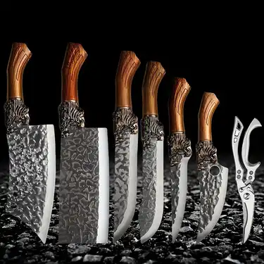 Handmade Stainless Steel Kitchen Knife Set Including Chefs