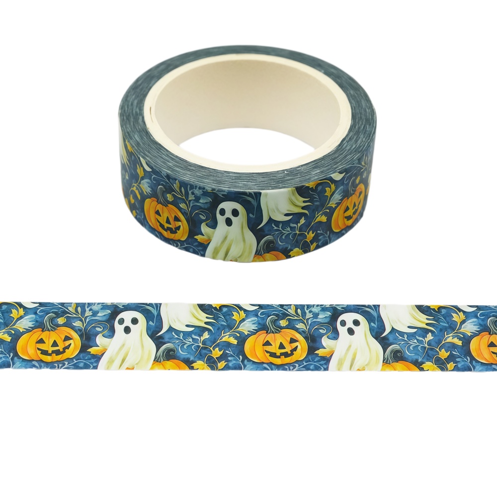 TEMU Ruban de bricolage citrouille d'Halloween, ruban décoratif vintage pour journal, collage et boîte cadeau d'Halloween
