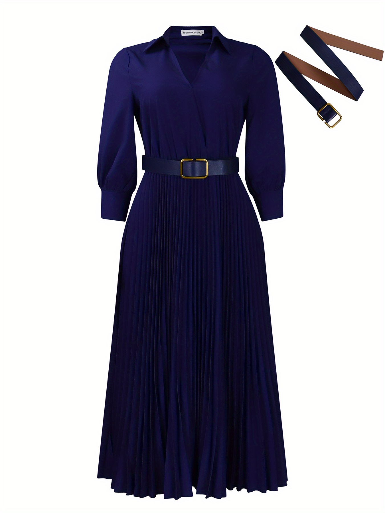 Midi Wrap Dress Women's 3/4 Sleeve Wrap Midi Dress - V Neck, Asymmetrical  Ruffle, With Pockets, Fall Wedding Guest Dress V-neck Midi Dress