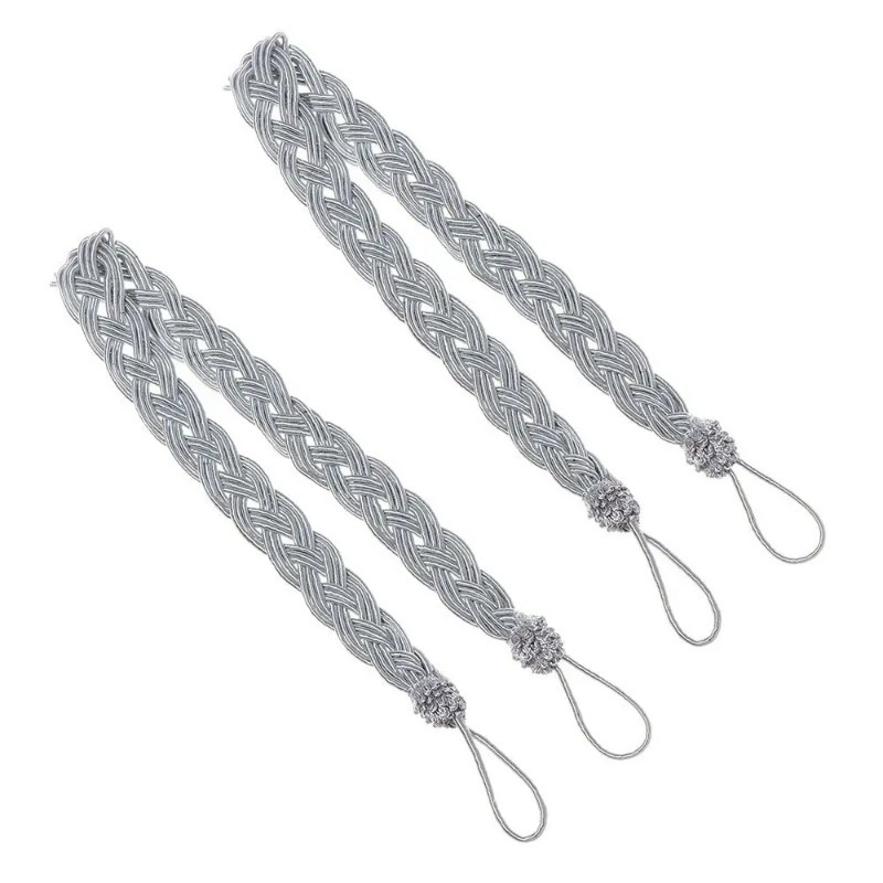 Image of 1 Pair Curtain Holder Rope Braided Satin Rope Curtain Tie Backs Tiebacks Holdbacks Curtain Strap Curtain Accessories