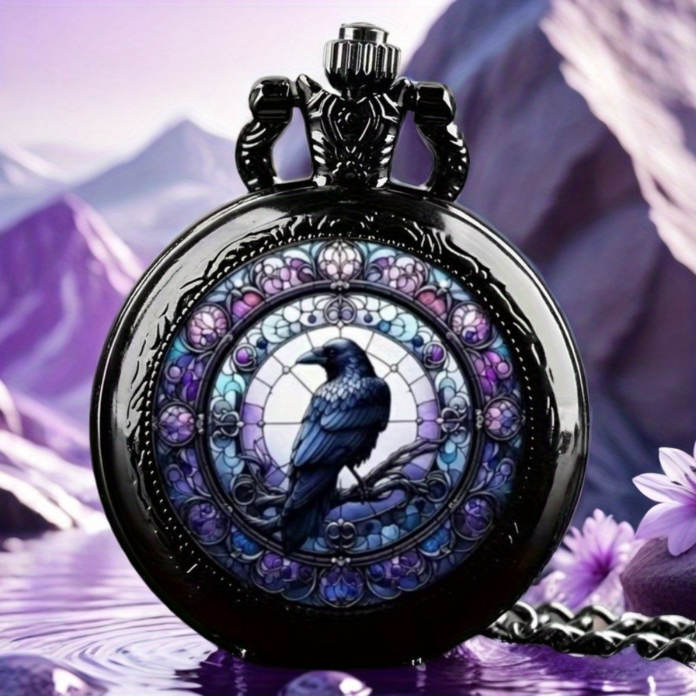 TEMU Treasure, Elegant Black Necklace Pocket Watch, Animal Creative Dressing Watch, Vintage Jewelry, Unique New Year Christmas Birthday Gift