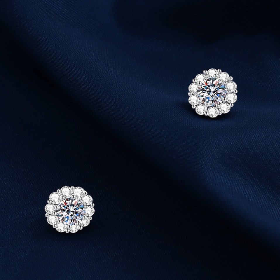 Classic Sunflower Stud Earrings in 925 Silver, Multifunctional