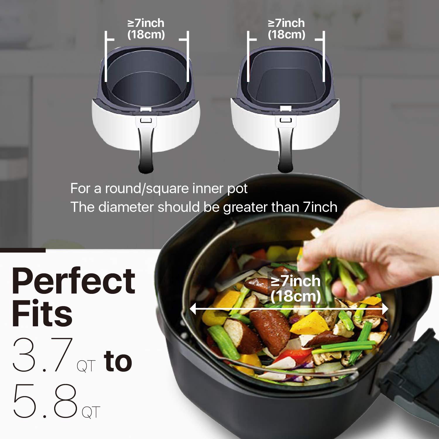 10pcs Air Fryer Accessory Kit (for 3.7-5.8QT Deep Fryers) - Includes 17.78cm Non-Stick Pizza Pan, Cake Barrel, Kebab Rack and 7-Cavity Mold - Dishwasher Safe - Includes Recipe E-Book - Baking and Grilling Tools