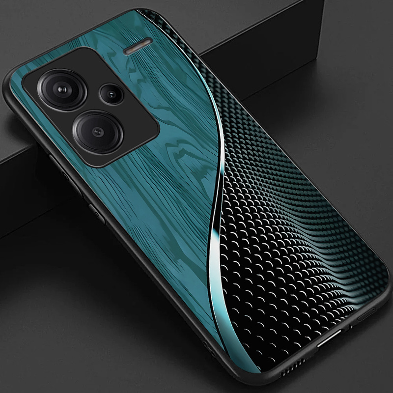 TEMU Phone Case - Case For Redmi Note 13 Pro Plus Pro  Phone Case, Stylish Black Green Brown And Scales Pattern Glossy Glass Back Cover Business Gift