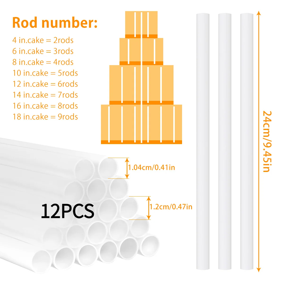TEMU Présentoir à gâteau, les ajouts comprennent : (4 feuilles circulaires en acrylique, 12 tiges de support), (12 tiges de support). Tour à dessert