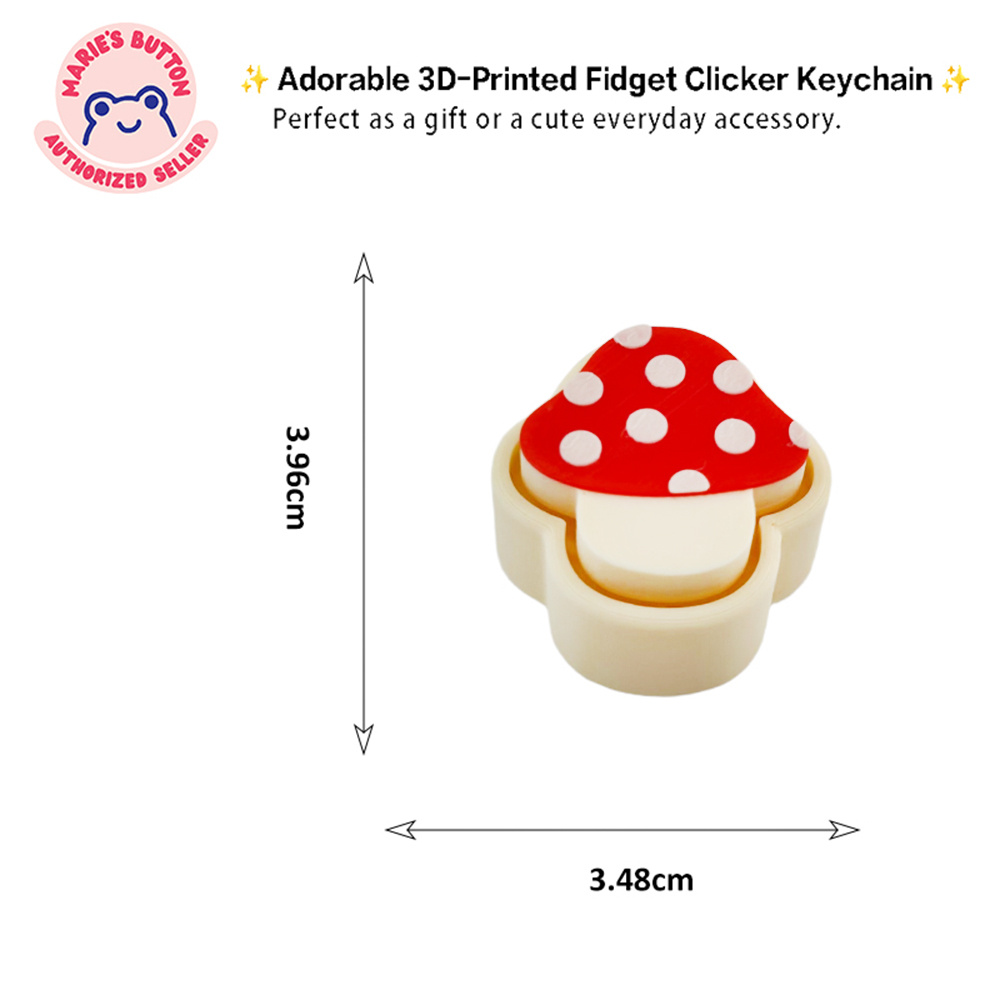 TEMU Polka Dot Mushroom Fidget Keychain, 3d Fidget Toy Keychain, Fun Relax Keyring, Durable 3d Printed Fidget Accessory For Backpack Car Pocket, Gift