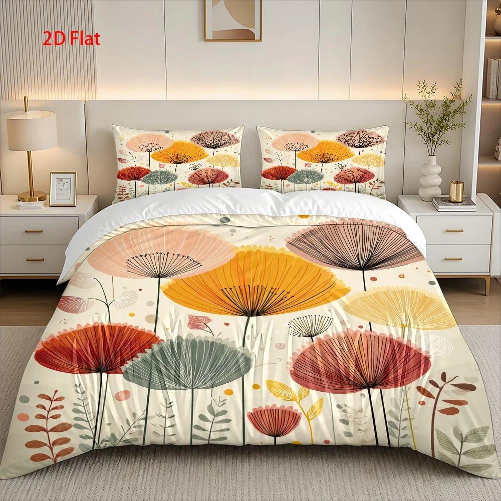 TEMU 3pcs Duvet Cover Set, 1 Duvet Cover   2 Pillowcases (no Filler), 2d Flat Printing, 3pcs Duvet Cover Set, Colorful Dandelion And Leaves Theme,