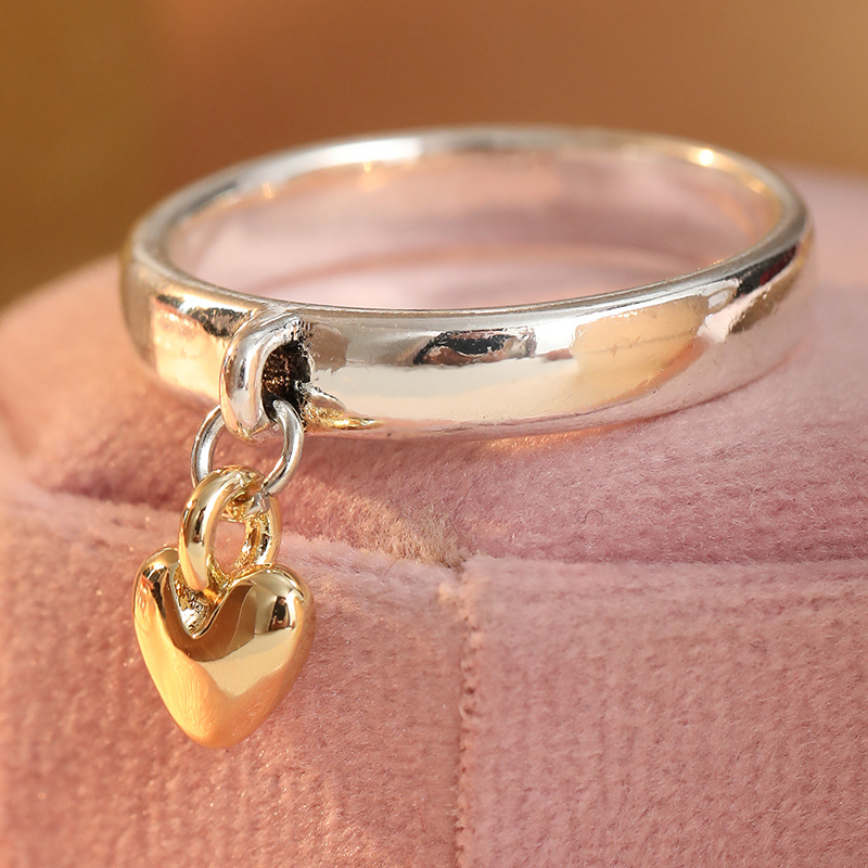 Women's Elegant Heart-Shaped Pendant Ring with K Plating