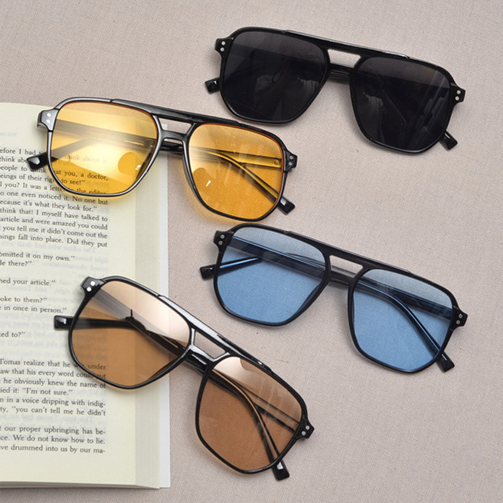 TEMU 4pcs Pilot Fashion -large Square , Assorted Tinted Lenses, Fashionable Casual Eyewear For Men And Women