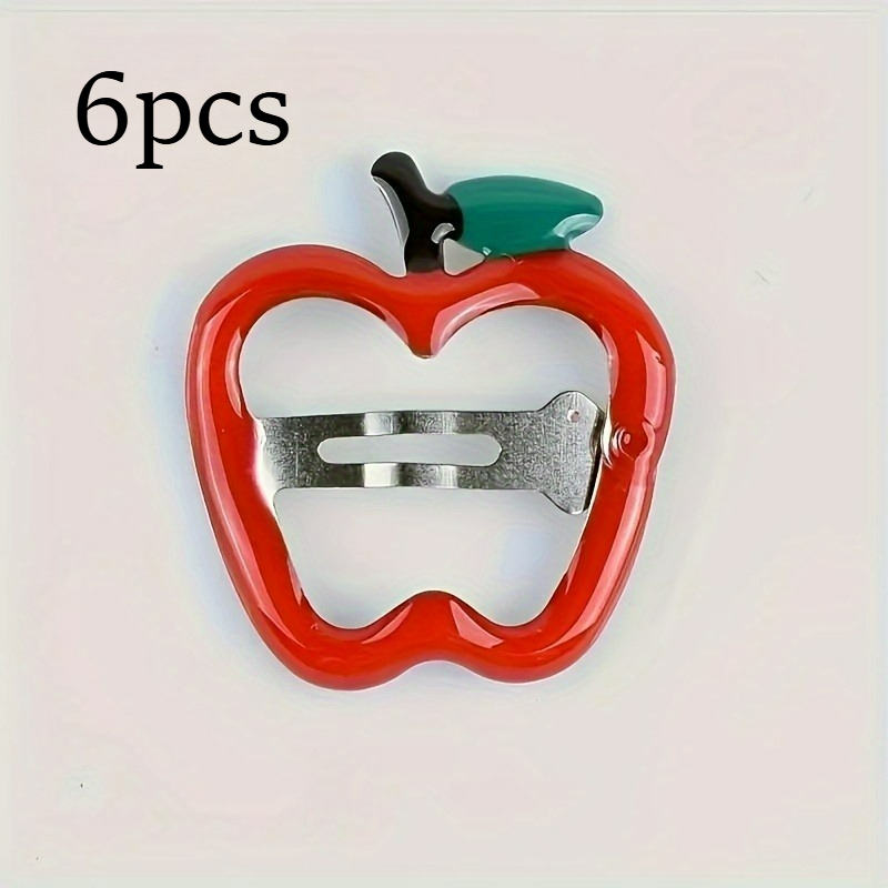 TEMU Ensemble de 6 adorables pinces à cheveux d'pommes creuses aux couleurs de bonbons vives, accessoires de coiffure tendance pour filles, avec des