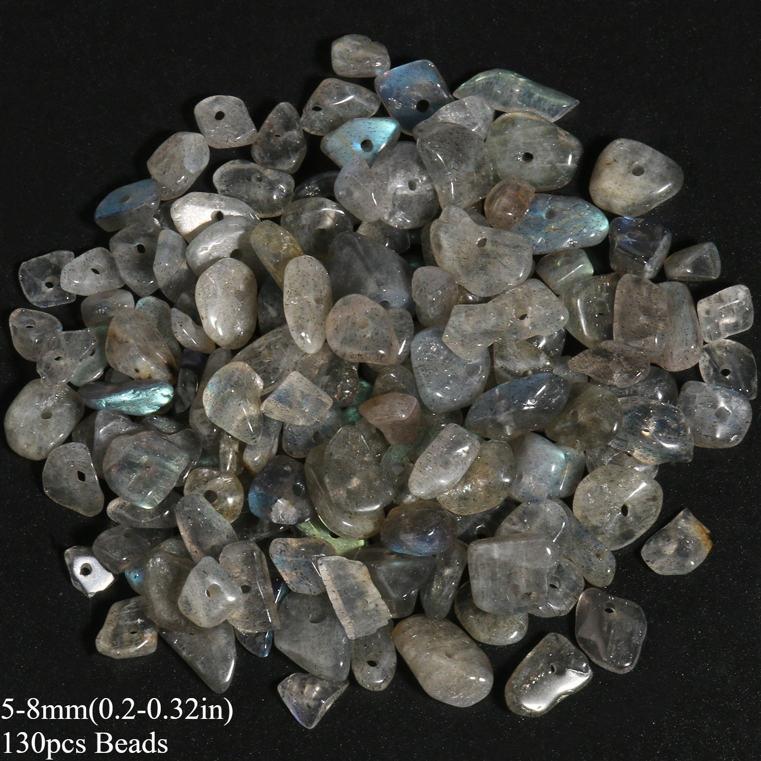 TEMU 3-5/ 5-8mm Natural Labradorite Irregular Crushed Loose Spacer Beads For Charm Making Bracelet Necklace Accessories, For Christmas Gift, Handmade