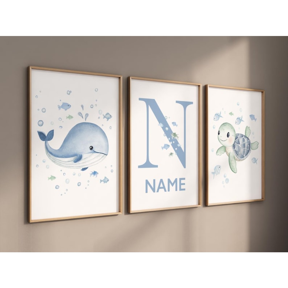 TEMU 2D Plat, Affiche Toile Personnalisée 2D Plat Lot de 3 Pièces Cadre - Aquarelle Animaux : Décoration Murale pour Chambre d'Enfant, Affiche et