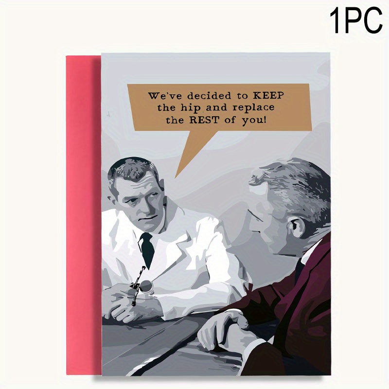 TEMU 1pc Greeting Card + Envelope, Funny Birthday Greeting Card "we To Keep The And Replace Parts!" Funny Celebration Greeting Card With Envelope