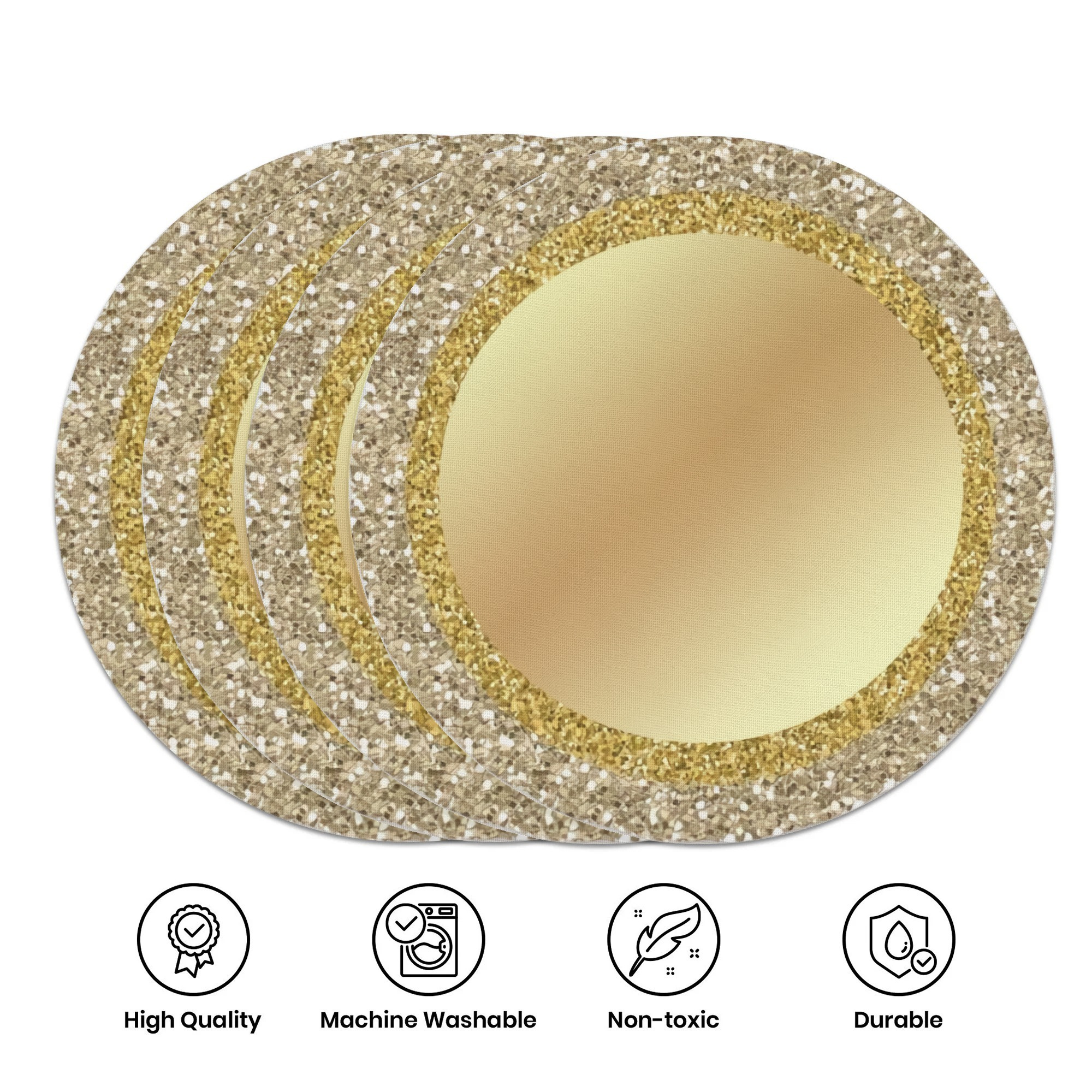 

4pcs Gold Fine Flash Placemats,round Table Mats For Home Decor Non-slip Washable Place Mats For Daily Banquet Party Dining Table Decoration 15