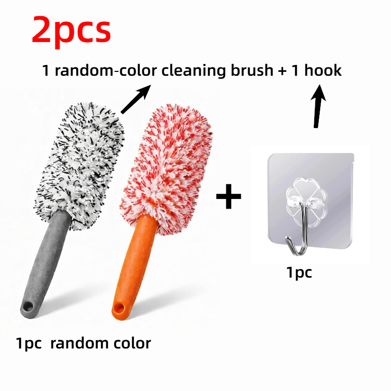 TEMU 2pcs Set Of Wheel Cleaning Brushes That Don't Scratch, (1pc Random Color Cleaning Brush And 1pc Hook) Soft Bristle , For Deep Cleaning, Durable