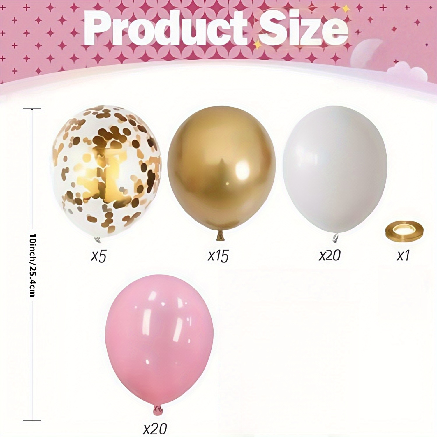 Image of Pink Golden Balloons Set, 60pcs 10 Inch Pink Metallic Balloon With Golden Confetti Latex Balloons For Women Birthday Wedding Bridal Shower Party Decorations Supplies, For Halloween, Christmas